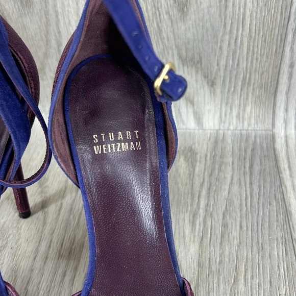 Stuart Weitzman Pumps Heels Pointed Toe Suede Ankle Strap - Picture 10 of 12